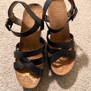 Sam Edelman Black Leather Nelson Wedge Size 10 Women's